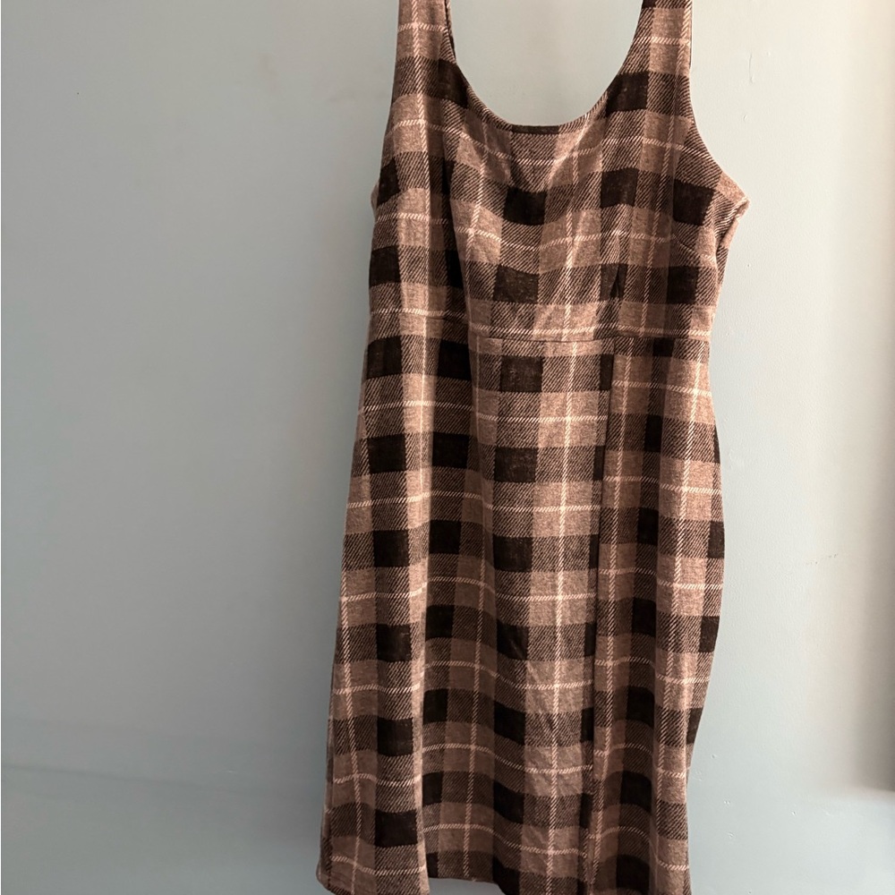 Forever 21 Plaid Midi Dress - Grey and Black